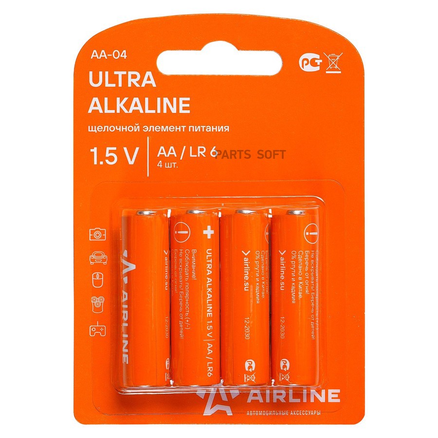 Батарейка AA/LR06 "AIRLINE" (щелочная) (4 шт.) - AIRLINE None None